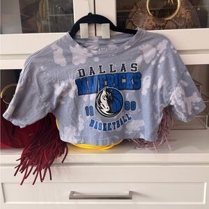 NBA Dallas Mavericks Tie-Dye Crop Tee - Light Blue/White
